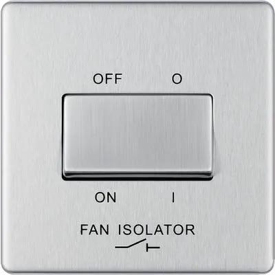 Electrical Lighting BG Screwless 10A 3 Pole Fan Isolator Switch Brushed Steel FBS15 - Electrical Lighting BG Screwless 10A 3 Pole Fan Isolator Switch Brushed Steel FBS15