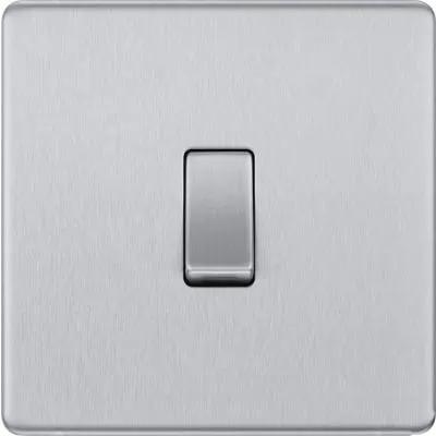 BG BG Screwless 20A 1 Gang 2 Way Light Switch Brushed Steel FBS12 - BG BG Screwless 20A 1 Gang 2 Way Light Switch Brushed Steel FBS12