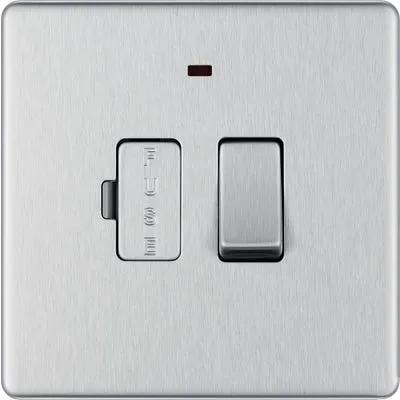 Electrical Lighting BG Screwless 13A Neon Switched Fused Spur Unit Brushed Steel FBS52 - Electrical Lighting BG Screwless 13A Neon Switched Fused Spur Unit Brushed Steel FBS52