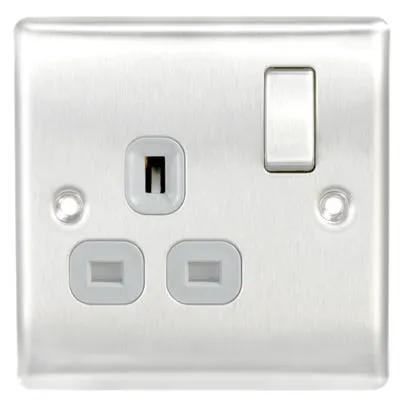 Electrical Lighting BG 13A 1 Gang DP Switched Socket Brushed Steel NBS21G - Electrical Lighting BG 13A 1 Gang DP Switched Socket Brushed Steel NBS21G