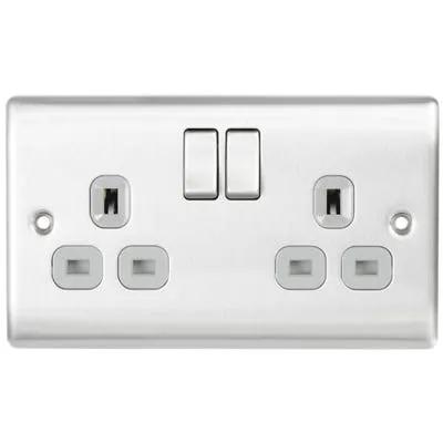 Electrical Lighting BG 13A 2 Gang DP Switched Socket Brushed Steel NBS22G - Electrical Lighting BG 13A 2 Gang DP Switched Socket Brushed Steel NBS22G