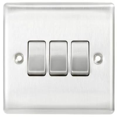 Electrical Lighting BG 20A 3 Gang 2 Way Light Switch Brushed Steel NBS43 - Electrical Lighting BG 20A 3 Gang 2 Way Light Switch Brushed Steel NBS43