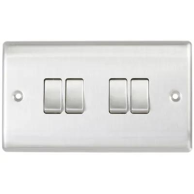Electrical Lighting BG 20A 4 Gang 2 Way Light Switch Brushed Steel NBS44 - Electrical Lighting BG 20A 4 Gang 2 Way Light Switch Brushed Steel NBS44