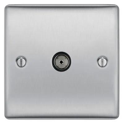 Electrical Lighting BG 1 Gang Coaxial TV Socket Brushed Steel NBS60-01 - Electrical Lighting BG 1 Gang Coaxial TV Socket Brushed Steel NBS60-01