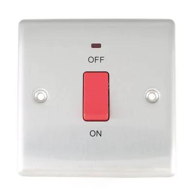 Electrical Lighting BG 45A DP Neon Switch Brushed Steel NBS74 - Electrical Lighting BG 45A DP Neon Switch Brushed Steel NBS74