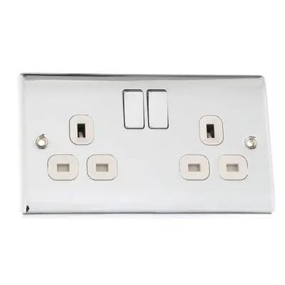 Electrical Lighting BG 13A 2 Gang DP Switched Socket Polished Chrome NPC22W - Electrical Lighting BG 13A 2 Gang DP Switched Socket Polished Chrome NPC22W