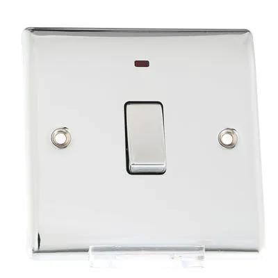 Electrical Lighting BG 20A 1 Gang DP Neon Switch Polished Chrome NPC31 - Electrical Lighting BG 20A 1 Gang DP Neon Switch Polished Chrome NPC31