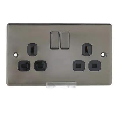 Electrical Lighting BG 13A 2 Gang DP Switched Socket Black Nickel NBN22B - Electrical Lighting BG 13A 2 Gang DP Switched Socket Black Nickel NBN22B