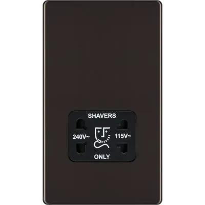 Electrical Lighting BG Screwless 115-230V Dual Voltage Shaver Socket Black Nickel FBN20B - Electrical Lighting BG Screwless 115-230V Dual Voltage Shaver Socket Black Nickel FBN20B