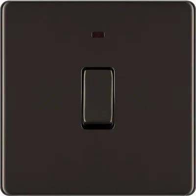 Electrical Lighting BG Screwless 20A 1 Gang DP Neon Switch Black Nickel FBN31 - Electrical Lighting BG Screwless 20A 1 Gang DP Neon Switch Black Nickel FBN31