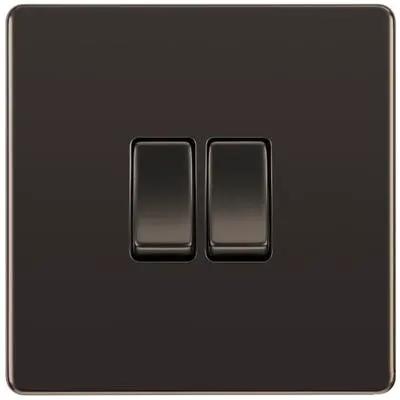 Electrical Lighting BG Screwless 20A 2 Gang 2 Way Light Switch Black Nickel FBN42 - Electrical Lighting BG Screwless 20A 2 Gang 2 Way Light Switch Black Nickel FBN42