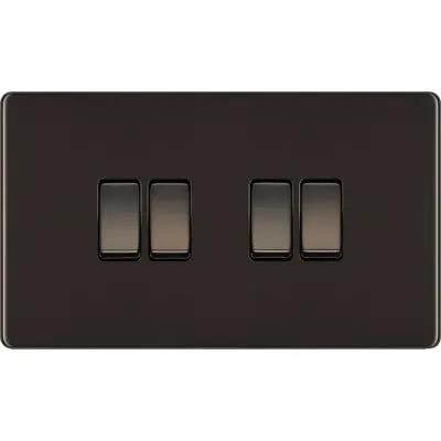 Electrical Lighting BG Screwless 20A 4 Gang 2 Way Light Switch Black Nickel FBN44 - Electrical Lighting BG Screwless 20A 4 Gang 2 Way Light Switch Black Nickel FBN44
