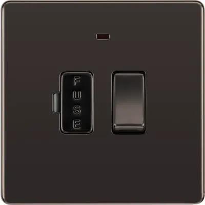 BG British General BG Screwless 13A Neon Switched Fused Spur Unit Black Nickel FBN52 - BG British General BG Screwless 13A Neon Switched Fused Spur Unit Black Nickel FBN52