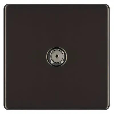 BG British General BG Screwless 1 Gang Coaxial TV Socket Black Nickel FBN60 - BG British General BG Screwless 1 Gang Coaxial TV Socket Black Nickel FBN60