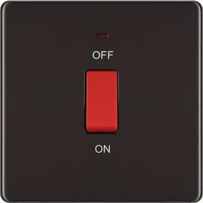 Electrical Lighting BG Screwless 45A DP Neon Switch Black Nickel FBN74 - Electrical Lighting BG Screwless 45A DP Neon Switch Black Nickel FBN74