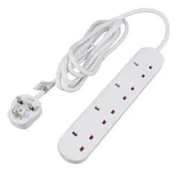 Extension Leads LGA Selectric 13A 3m 4 Gang Extension Lead White - Extension Leads LGA Selectric 13A 3m 4 Gang Extension Lead White