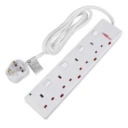 Extension Leads LGA Selectric 13A 2m 4 Gang Individually Switched Extension Lead with Neon White - Extension Leads LGA Selectric 13A 2m 4 Gang Individually Switched Extension Lead with Neon White