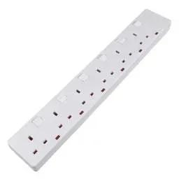 Extension Leads LGA Selectric 13A 6 Gang Individually Switched Trailing Socket with Neon - Extension Leads LGA Selectric 13A 6 Gang Individually Switched Trailing Socket with Neon