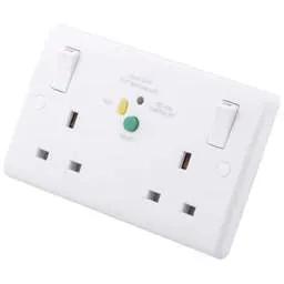 m2 slimline M2 Slimline 13A 2 Gang Double Switched RCD Socket White - Slimline m2 slimline M2 Slimline 13A 2 Gang Double Switched RCD Socket White Slimline