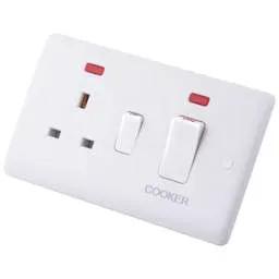 m2 slimline M2 Slimline 45A DP Cooker Control Unit with Neon White Rockers - Slimline m2 slimline M2 Slimline 45A DP Cooker Control Unit with Neon White Rockers Slimline
