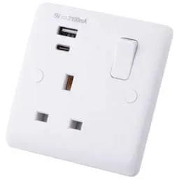 m2 slimline M2 Slimline 13A 1 Gang Switched Socket with 1 x Type A and 1 x Type C USB Outlets White - Slimline m2 slimline M2 Slimline 13A 1 Gang Switched Socket with 1 x Type A and 1 x Type C USB Outlets White Slimline