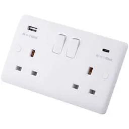 m2 slimline M2 Slimline 13A 2 Gang Switched Socket with 1 x Type A and 1 x Type C USB Outlets White - Slimline m2 slimline M2 Slimline 13A 2 Gang Switched Socket with 1 x Type A and 1 x Type C USB Outlets White Slimline