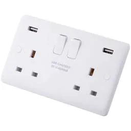 m2 slimline M2 Slimline 13A 2 Gang Switched Socket with Twin USB Outlets White - Slimline m2 slimline M2 Slimline 13A 2 Gang Switched Socket with Twin USB Outlets White Slimline