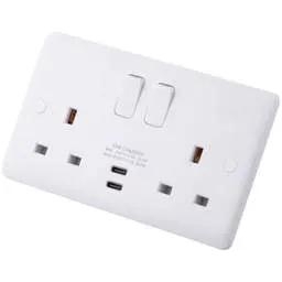 m2 slimline M2 Slimline 13A 2 Gang Switched Socket with Dual USB 2 x Type C Outlets White - Slimline m2 slimline M2 Slimline 13A 2 Gang Switched Socket with Dual USB 2 x Type C Outlets White Slimline