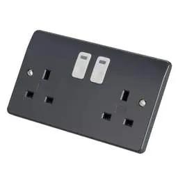 mk logic MK Logic Plus 13A 2 Gang Intelligent Switched Socket Grey - Electrical mk logic MK Logic Plus 13A 2 Gang Intelligent Switched Socket Grey Electrical