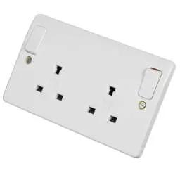 mk logic MK Logic Plus 13A DP 2 Gang Non Standard Switched Socket White - Electrical mk logic MK Logic Plus 13A DP 2 Gang Non Standard Switched Socket White Electrical