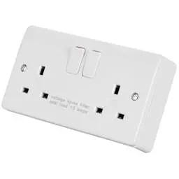 mk logic MK Logic Plus 13A DP 2 Gang Spike Filtered Switched Socket White - Electrical mk logic MK Logic Plus 13A DP 2 Gang Spike Filtered Switched Socket White Electrical