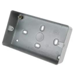 mk logic MK Logic Plus 2 Gang 41mm Steel Surface Box with 7 x 20mm Knockouts - Electrical mk logic MK Logic Plus 2 Gang 41mm Steel Surface Box with 7 x 20mm Knockouts Electrical