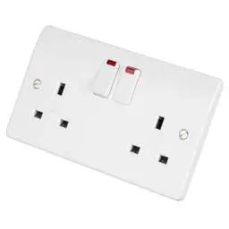 mk logic MK Logic Plus 13A DP 2 Gang Switched Socket with Neon White - Electrical mk logic MK Logic Plus 13A DP 2 Gang Switched Socket with Neon White Electrical