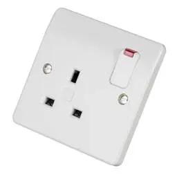 mk logic MK Logic Plus 13A DP 1 Gang Switched Socket with Neon White - Electrical mk logic MK Logic Plus 13A DP 1 Gang Switched Socket with Neon White Electrical