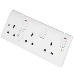 mk logic MK Logic Plus 13A DP 3 Gang Switched Socket White - Electrical mk logic MK Logic Plus 13A DP 3 Gang Switched Socket White Electrical