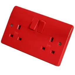 mk logic MK Logic Plus 13A DP 2 Gang Switched Socket Red - Electrical mk logic MK Logic Plus 13A DP 2 Gang Switched Socket Red Electrical