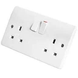 mk logic MK Logic Plus 13A DP 2 Gang Switched Socket White - Electrical mk logic MK Logic Plus 13A DP 2 Gang Switched Socket White Electrical