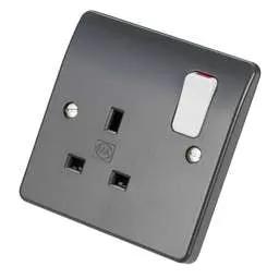 mk logic MK Logic Plus 13A DP 1 Gang Switched Socket with White Rocker Graphite - Electrical mk logic MK Logic Plus 13A DP 1 Gang Switched Socket with White Rocker Graphite Electrical