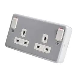pvc back boxes MK Metalclad Plus 13A DP 2 Gang Socket with Outboard Rockers Metal Clad - pvc back boxes MK Metalclad Plus 13A DP 2 Gang Socket with Outboard Rockers Metal Clad