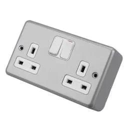 pvc back boxes MK Metalclad Plus 13A DP 2 Gang Socket Metal Clad - pvc back boxes MK Metalclad Plus 13A DP 2 Gang Socket Metal Clad