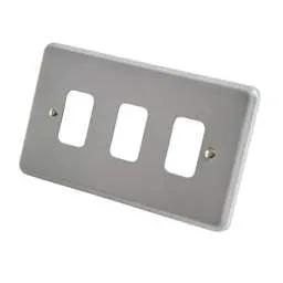 mk grid cover MK Grid Plus 3 Gang Grid Front Plate Metalclad - mk grid cover MK Grid Plus 3 Gang Grid Front Plate Metalclad