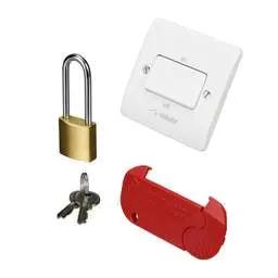 mk logic MK Logic Plus 10A Triple Pole Fan Isolator Switch with Lock and Padlock White - Electrical mk logic MK Logic Plus 10A Triple Pole Fan Isolator Switch with Lock and Padlock White Electrical