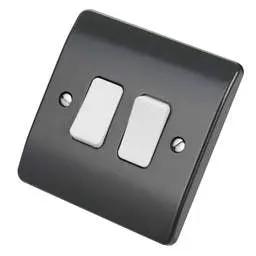 mk logic MK Logic Plus 10A 2 Gang 2 Way Light Switch Graphite - Electrical mk logic MK Logic Plus 10A 2 Gang 2 Way Light Switch Graphite Electrical