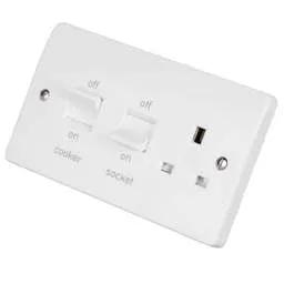 mk logic MK Logic Plus 45A DP Cooker Unit with White Rockers White - Electrical mk logic MK Logic Plus 45A DP Cooker Unit with White Rockers White Electrical