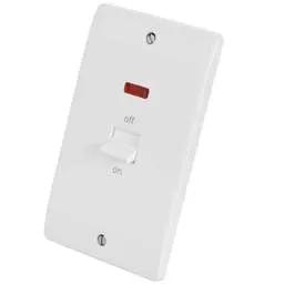 mk logic MK Logic Plus 50A DP 2 Gang Vertical Switch with Neon White - Electrical mk logic MK Logic Plus 50A DP 2 Gang Vertical Switch with Neon White Electrical