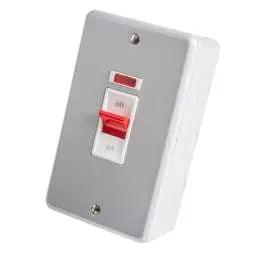 pvc back boxes MK Metalclad Plus 45A DP 2 Gang Vertical Switch with Neon Metal Clad - pvc back boxes MK Metalclad Plus 45A DP 2 Gang Vertical Switch with Neon Metal Clad