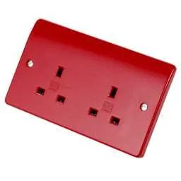 mk logic MK Logic Plus 13A 2 Gang Unswitched Socket Red - Electrical mk logic MK Logic Plus 13A 2 Gang Unswitched Socket Red Electrical