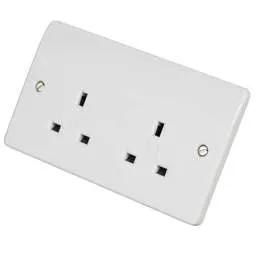 mk logic MK Logic Plus 13A 2 Gang Unswitched Socket White - Electrical mk logic MK Logic Plus 13A 2 Gang Unswitched Socket White Electrical