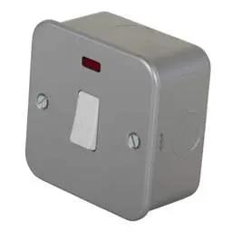 pvc back boxes Knightsbridge 20A DP Switch with Neon Metal Clad - pvc back boxes Knightsbridge 20A DP Switch with Neon Metal Clad