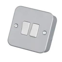 pvc back boxes Knightsbridge 10A 2 Gang 2 Way Light Switch Metal Clad - pvc back boxes Knightsbridge 10A 2 Gang 2 Way Light Switch Metal Clad
